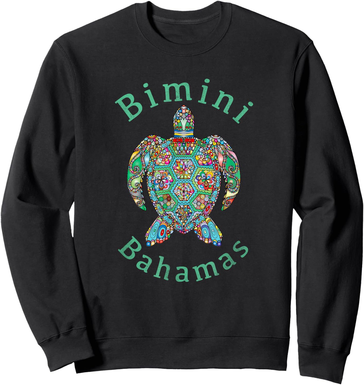 Bimini, Bahamas Tribal Turtle Gift Sweatshirt - Sweatshirt | Black