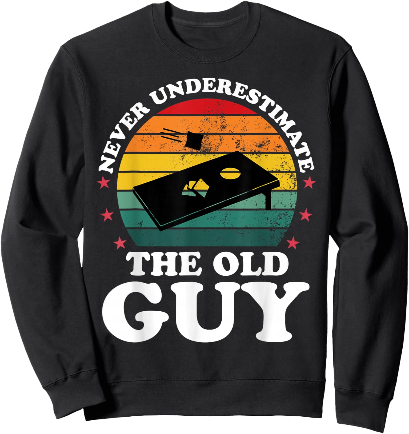 Never Underestimate Funny Cornhole Player Men Grandpa Sweatshirt - Sweatshirt | Black
