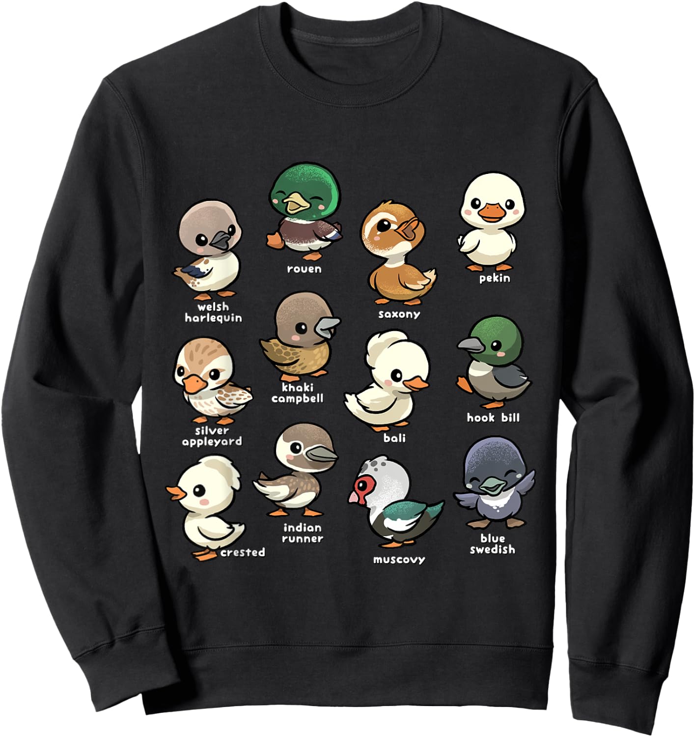 Cute Types of Duck Waterfowl Animals of the World Duck Lover Sweatshirt - Sweatshirt | Black