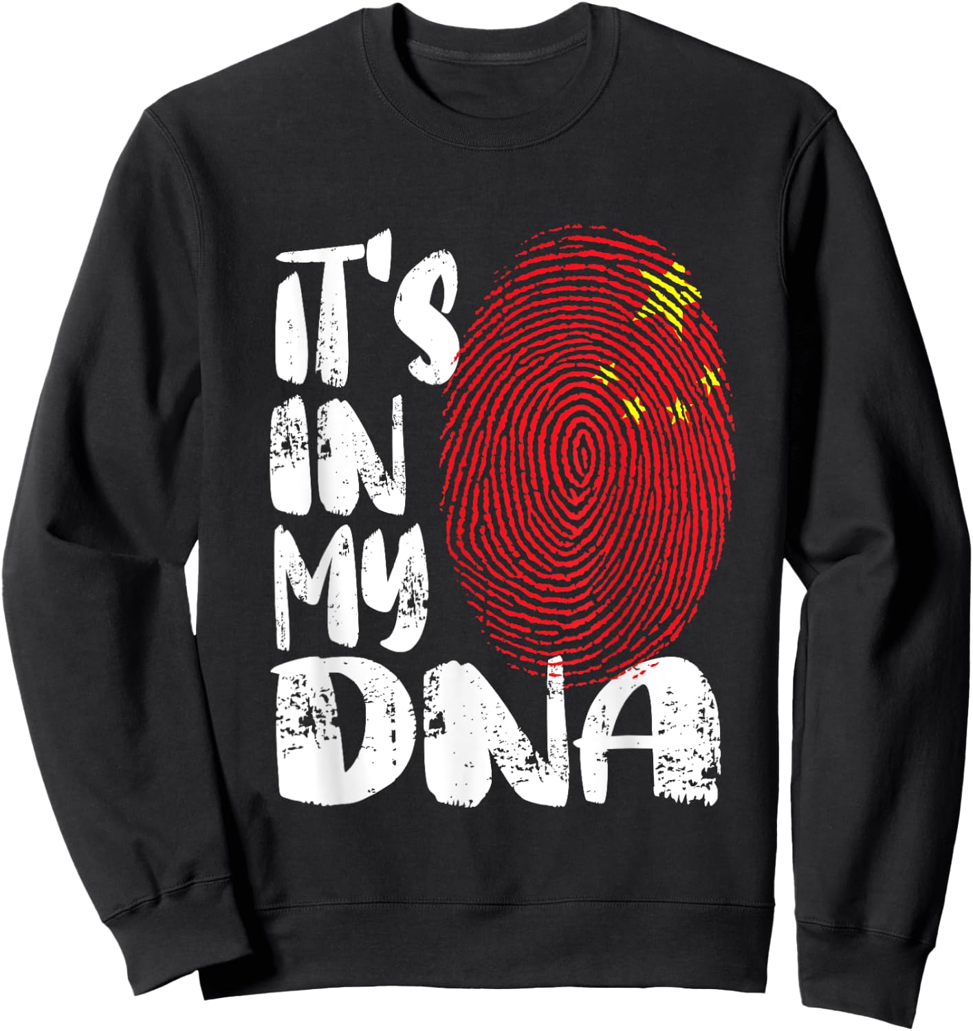 China Flag It's in My Dna Chinese Fingerprint Flag Sweatshirt - Sweatshirt | Black