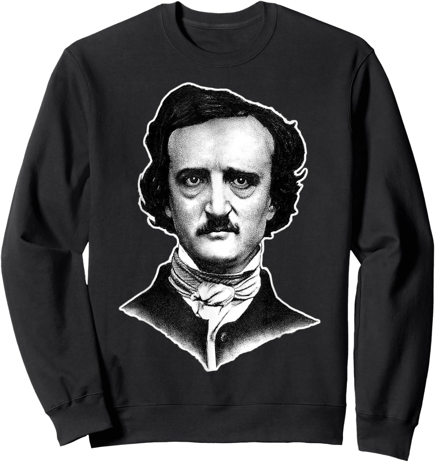 Edgar Allan Poe Portrait Gothic Blackwork Sweatshirt - Sweatshirt | Black