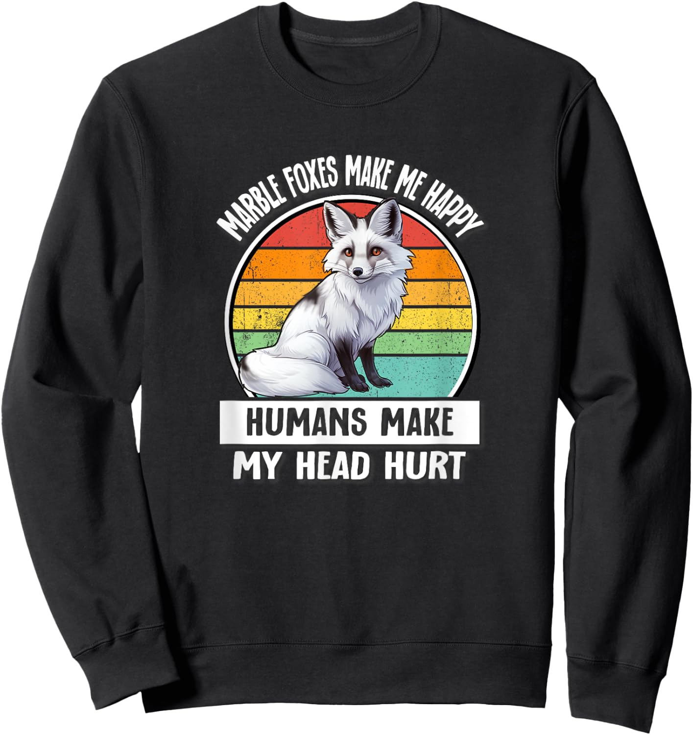 Retro Vintage Humans Hurt My Head Canadian Marble Fox Lover Sweatshirt - Sweatshirt | Black