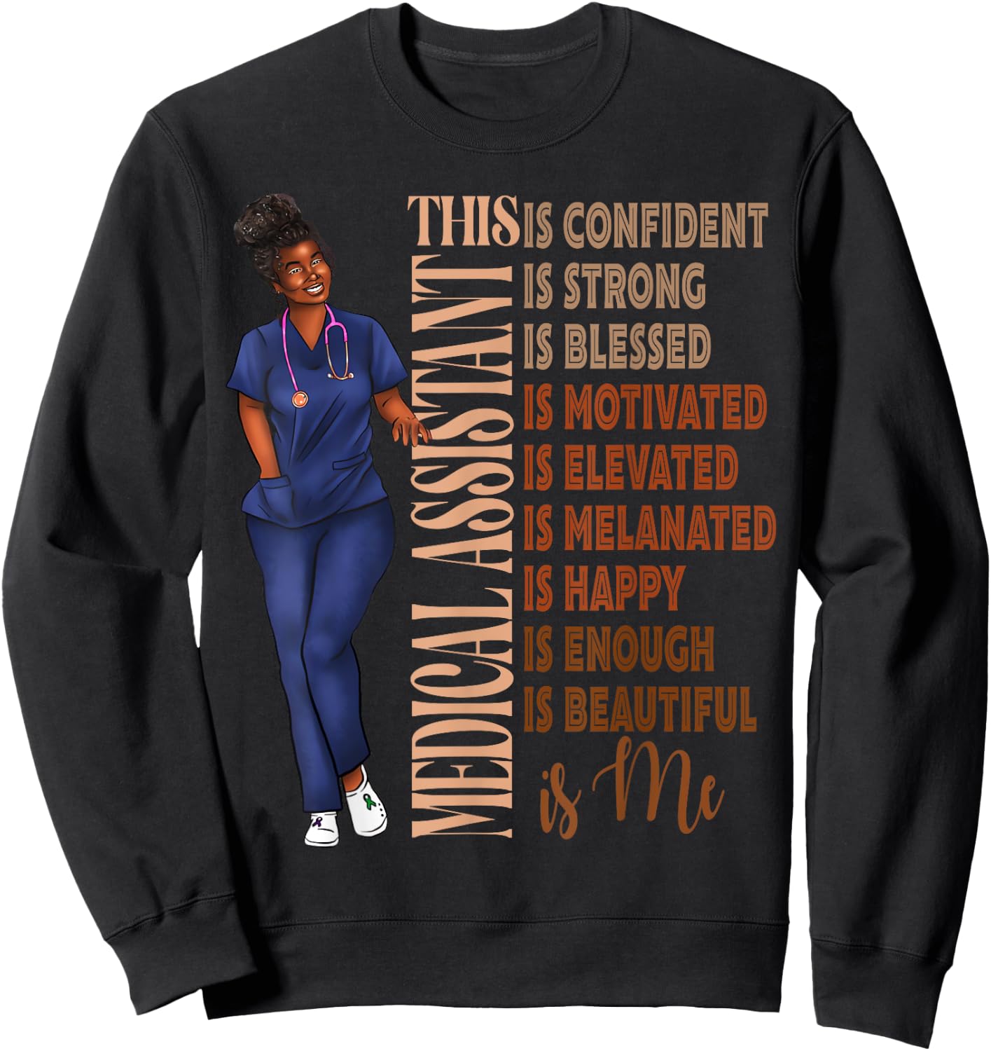 Black Melanin Medical Assistant Africa American MA Afro Hair Sweatshirt - Sweatshirt | Black