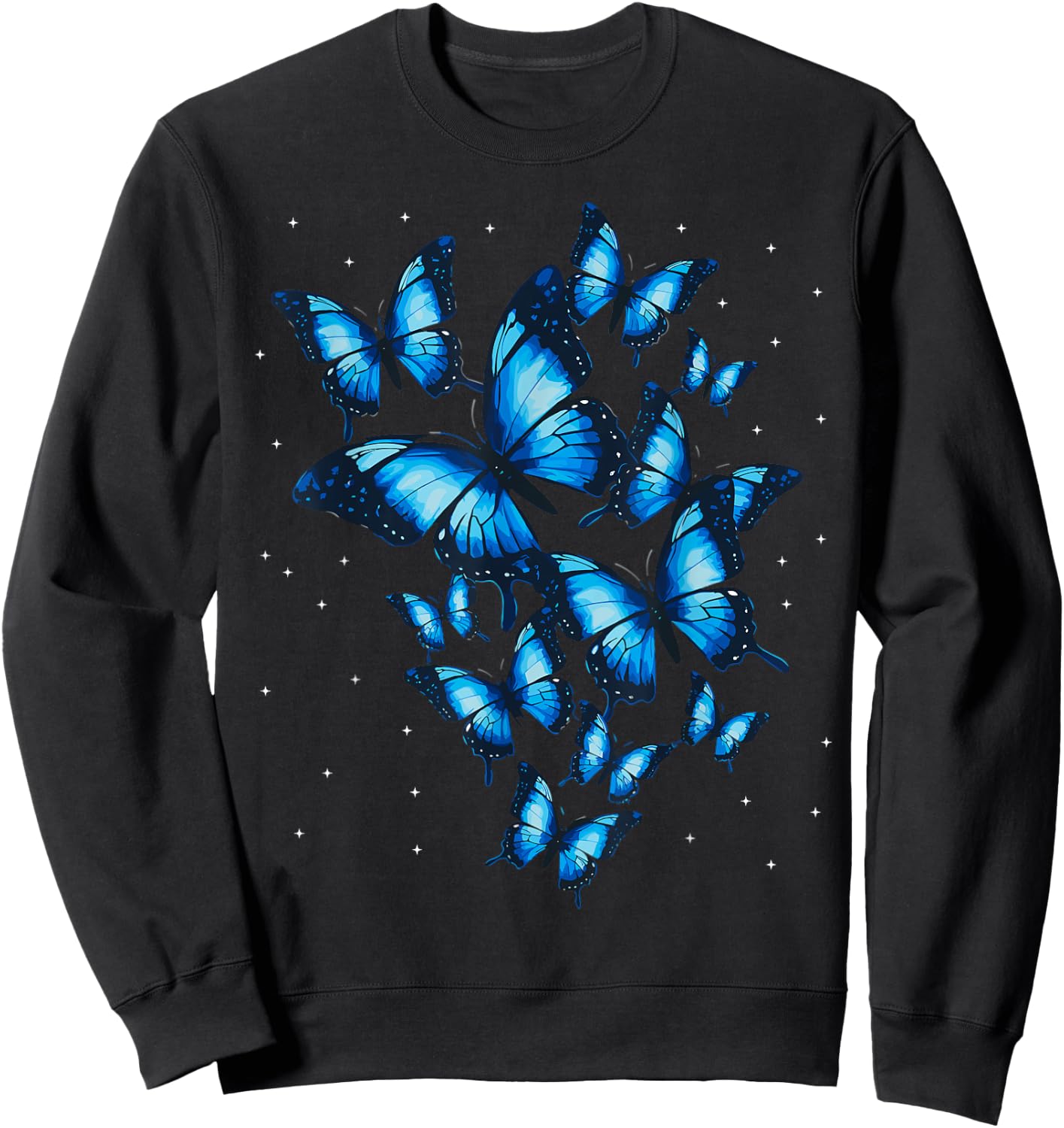 Blue Butterfly Art Beautiful Butterflies Sweatshirt - Sweatshirt | Black