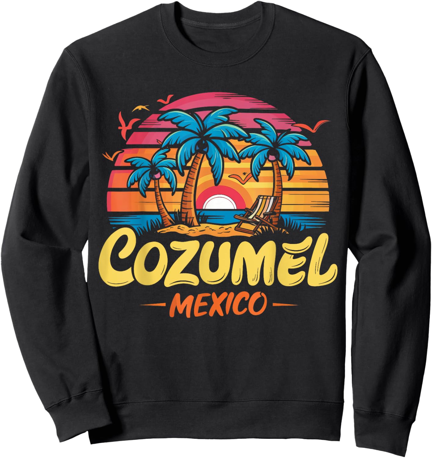 Cozumel Mexico Tropical Sunset beach Souvenir Vacation Sweatshirt - Sweatshirt | Black