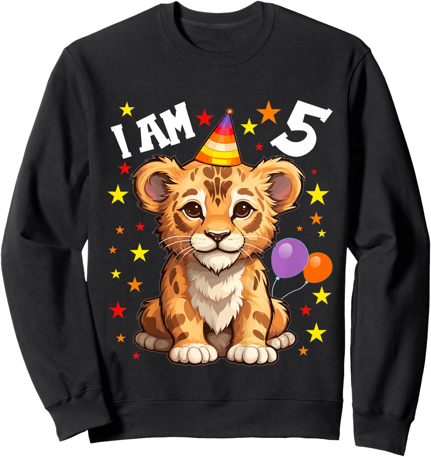 5 Years old Boy and Girl Lions 5th birthday Lion Sweatshirt - Sweatshirt | Black