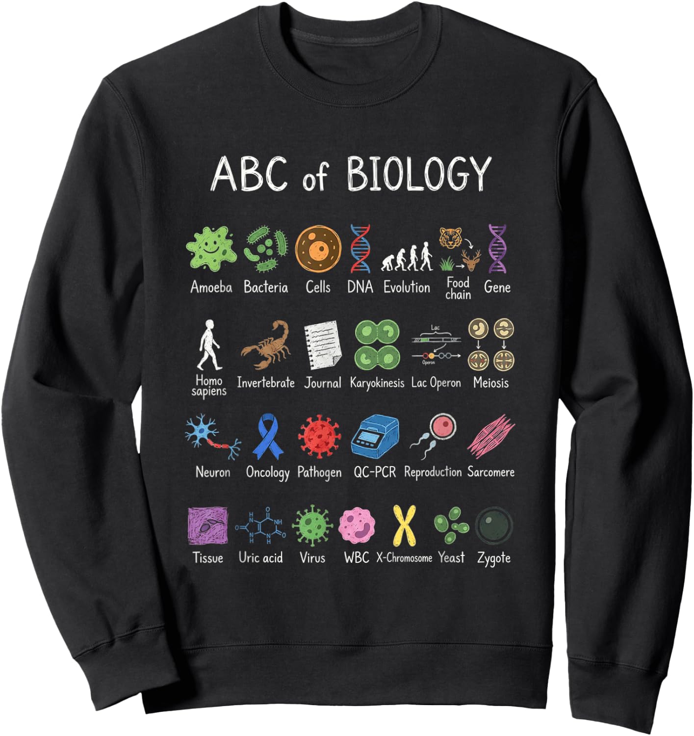 Biology Alphabet Science Education Teacher Student Chart Sweatshirt - Sweatshirt | Black