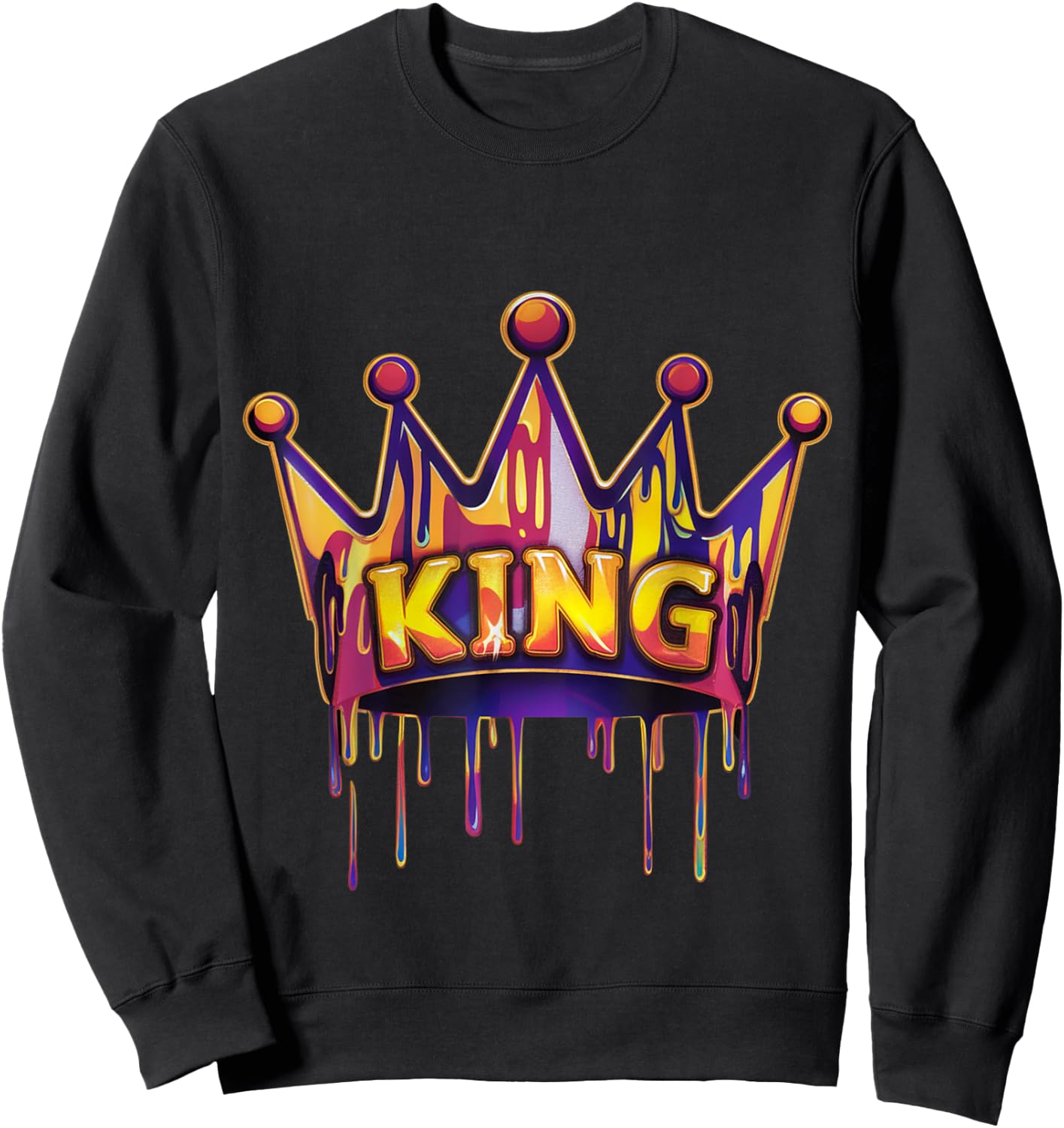 Vibrant Crown King Party Graphic Boys Sweatshirt - Sweatshirt | Black