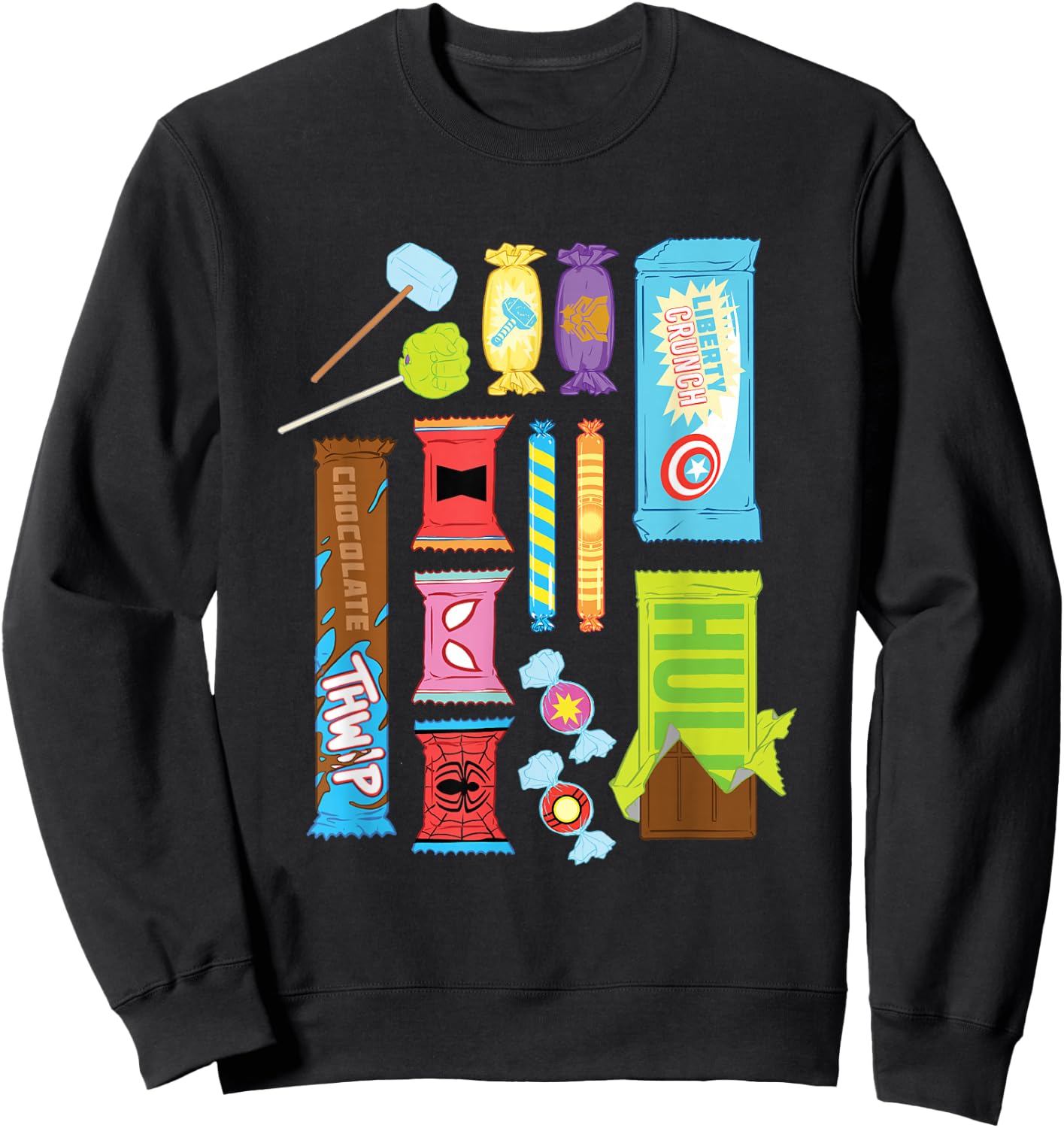 Marvel Classic Halloween Super Hero Candy Assortment Retro Sweatshirt - Sweatshirt | Black