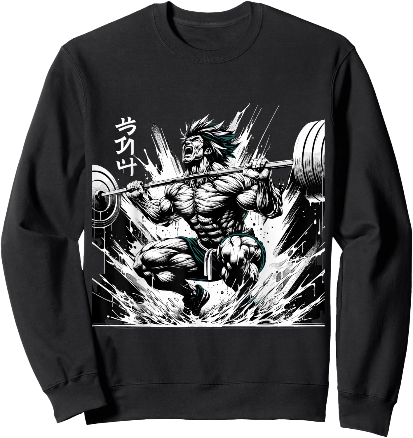 Muscle Manga Warriors - Anime Fitness Vector Design Sweatshirt - Sweatshirt | Black