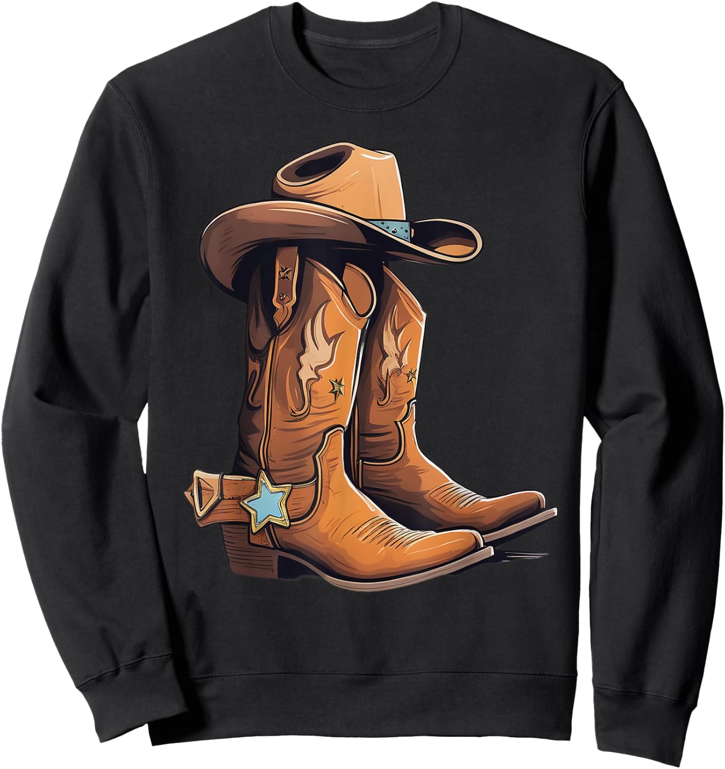 Cowboy Boots Sheriff star Sheriff badge Outfit Sweatshirt - Sweatshirt | Black