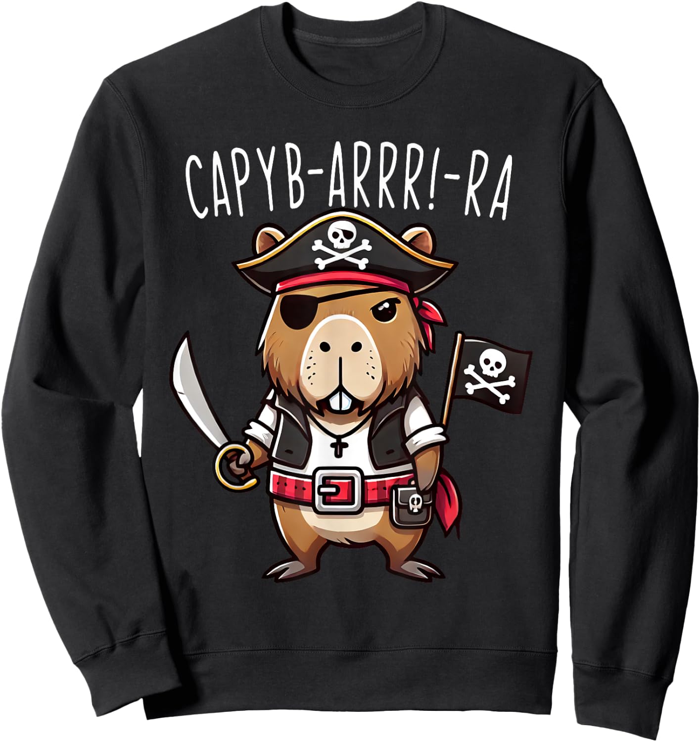 Funny Capyb-Arrr-Ra Pirate Capybara Halloween Boys Girls Sweatshirt - Sweatshirt | Black