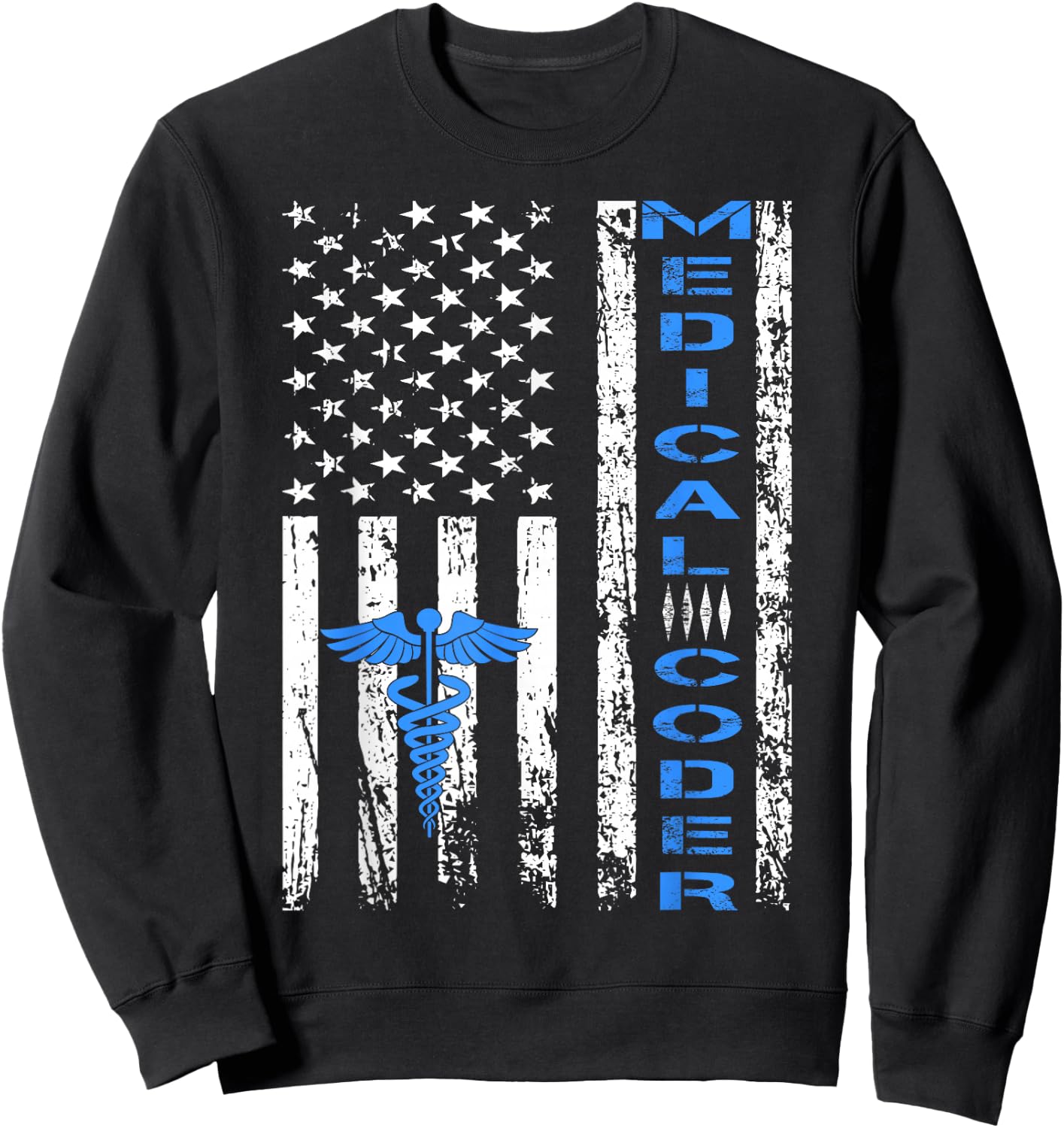 Medical Coder American Flag Clinical Sweatshirt - Sweatshirt | Black