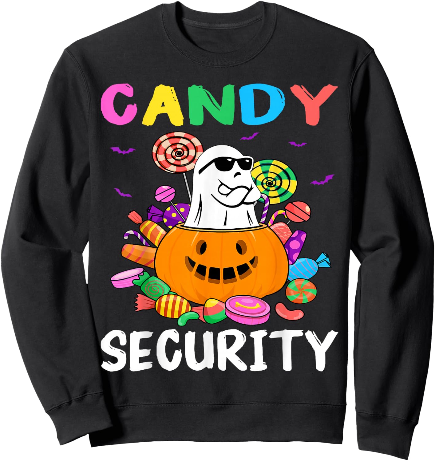 Candy Security Ghost Halloween Costume Sweatshirt - Sweatshirt | Black