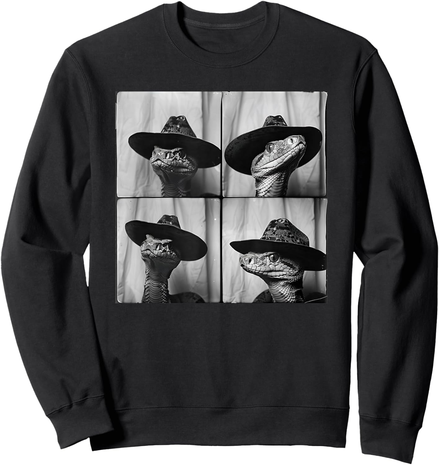 Snake in Cowboy Hat Funny Animal Photobooth Snake Owner Sweatshirt - Sweatshirt | Black