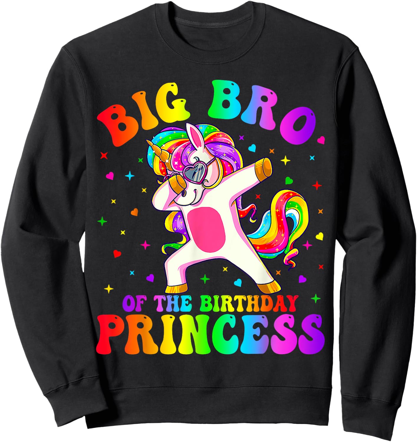 Big Brother of the Birthday Princess Girl Dabbing Unicorn Sweatshirt - Sweatshirt | Black