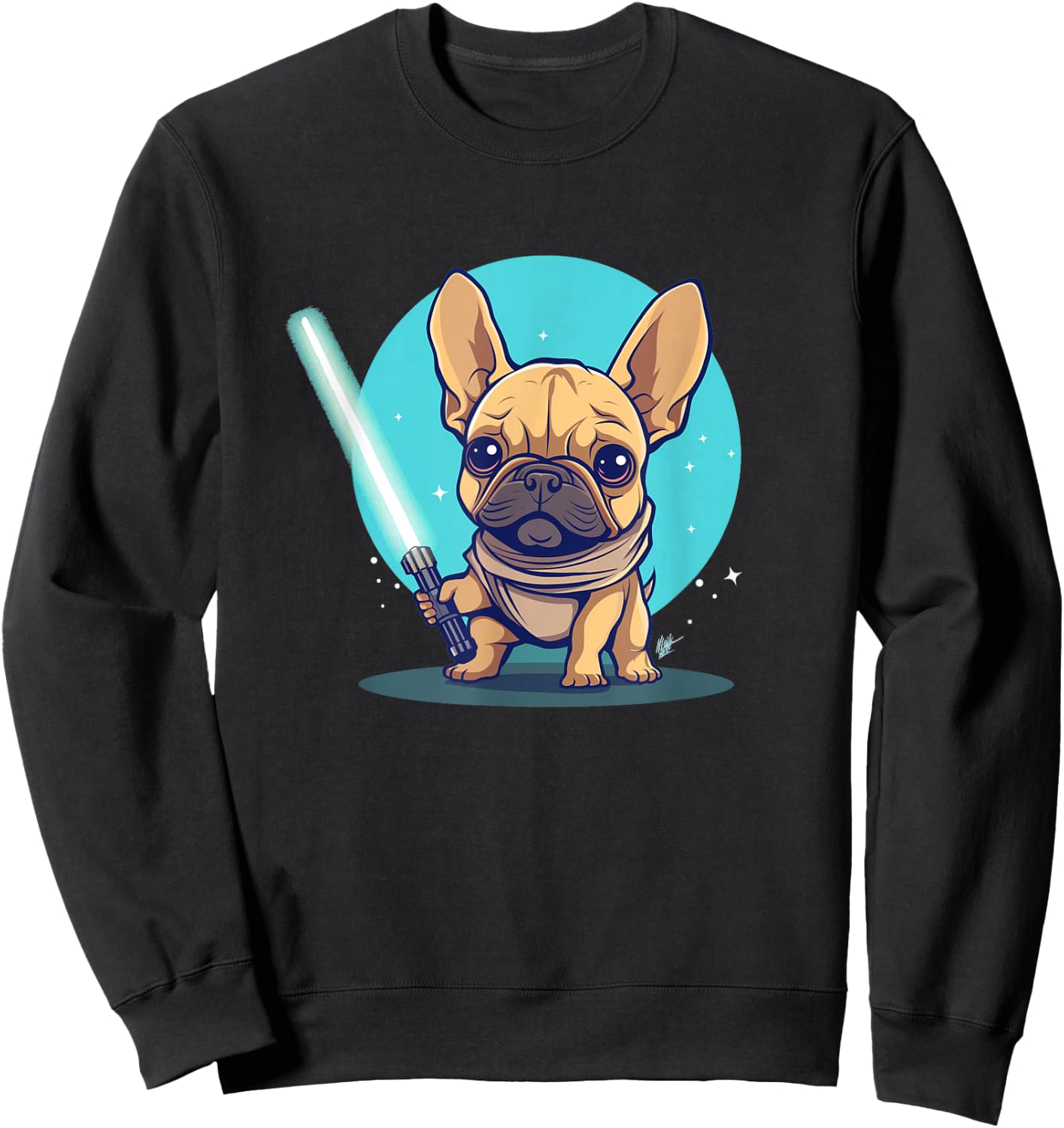 Cute Frenchie Holding Light Laser Saber Sword Dog Lover Gift Sweatshirt - Sweatshirt | Black