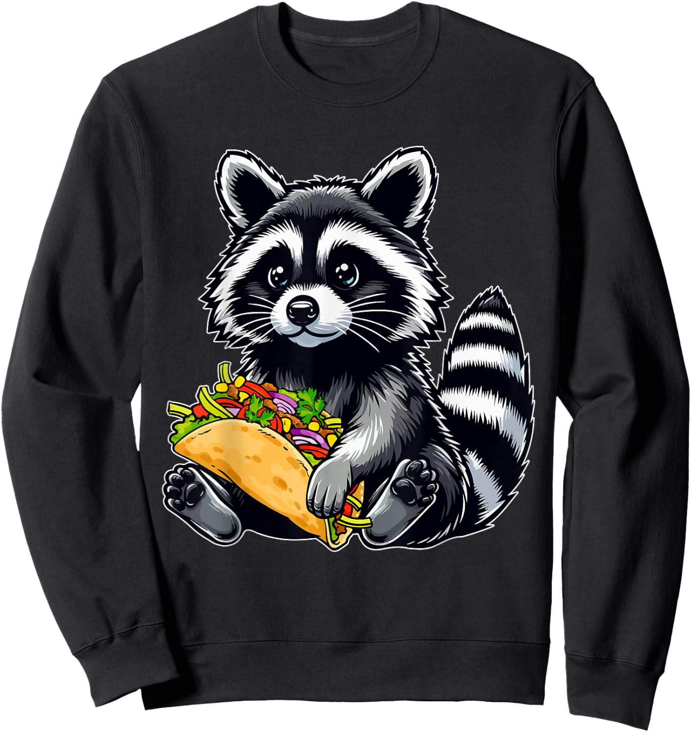 Raccoon Holding Taco Matching Zoo Animal Food Lover Kids Sweatshirt - Sweatshirt | Black