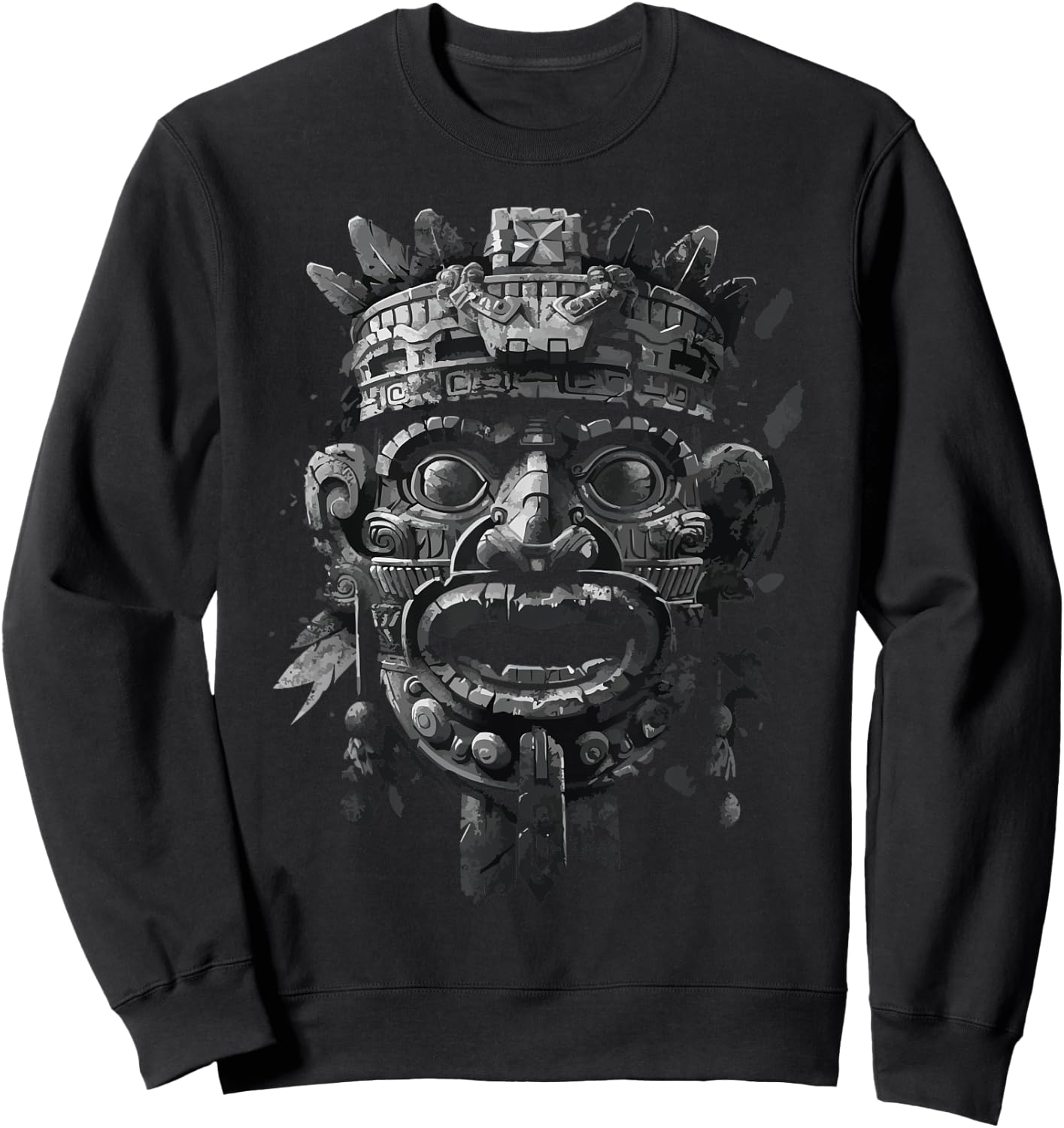 Aztec God Aztec Culture Mayan Indigenous Tlaloc Statue Sweatshirt - Sweatshirt | Black