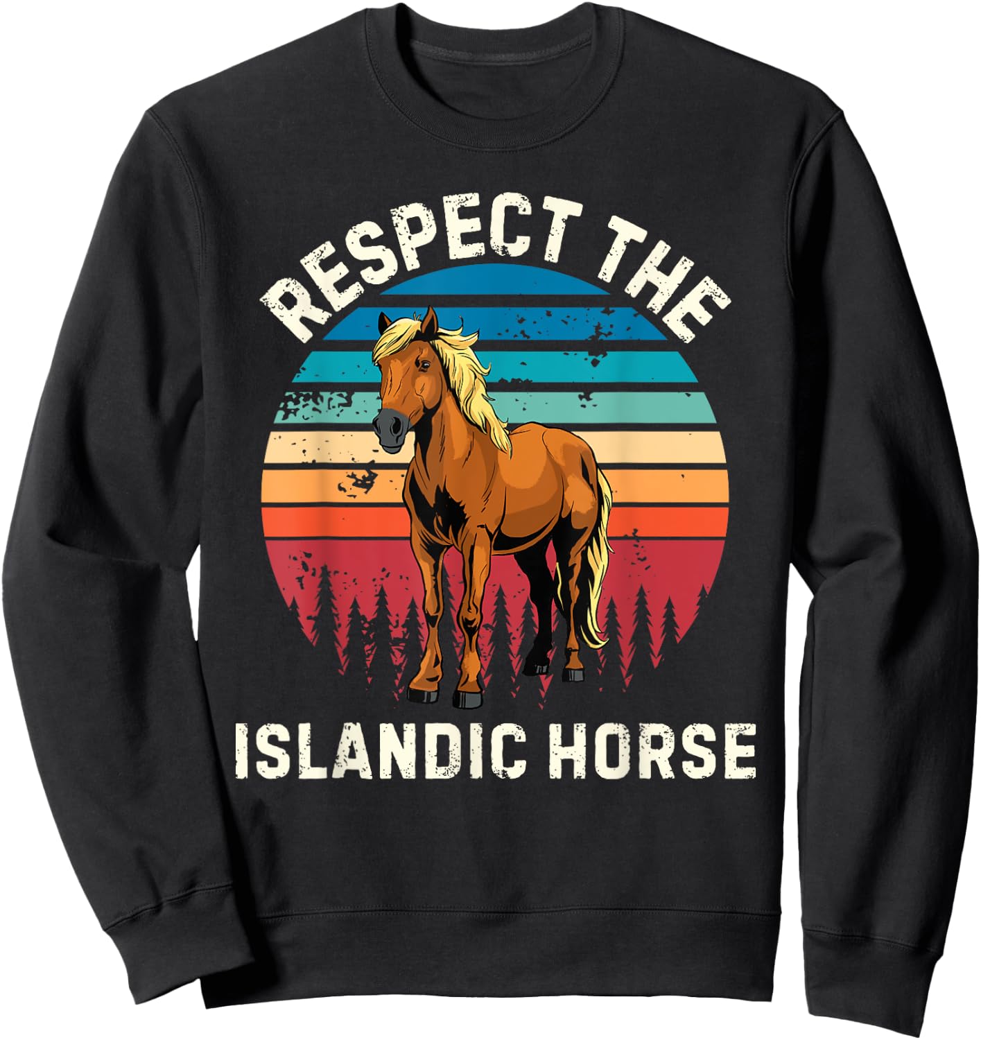 Retro Respect The Islandic Horse Vintage Islandic Horse Sweatshirt - Sweatshirt | Black