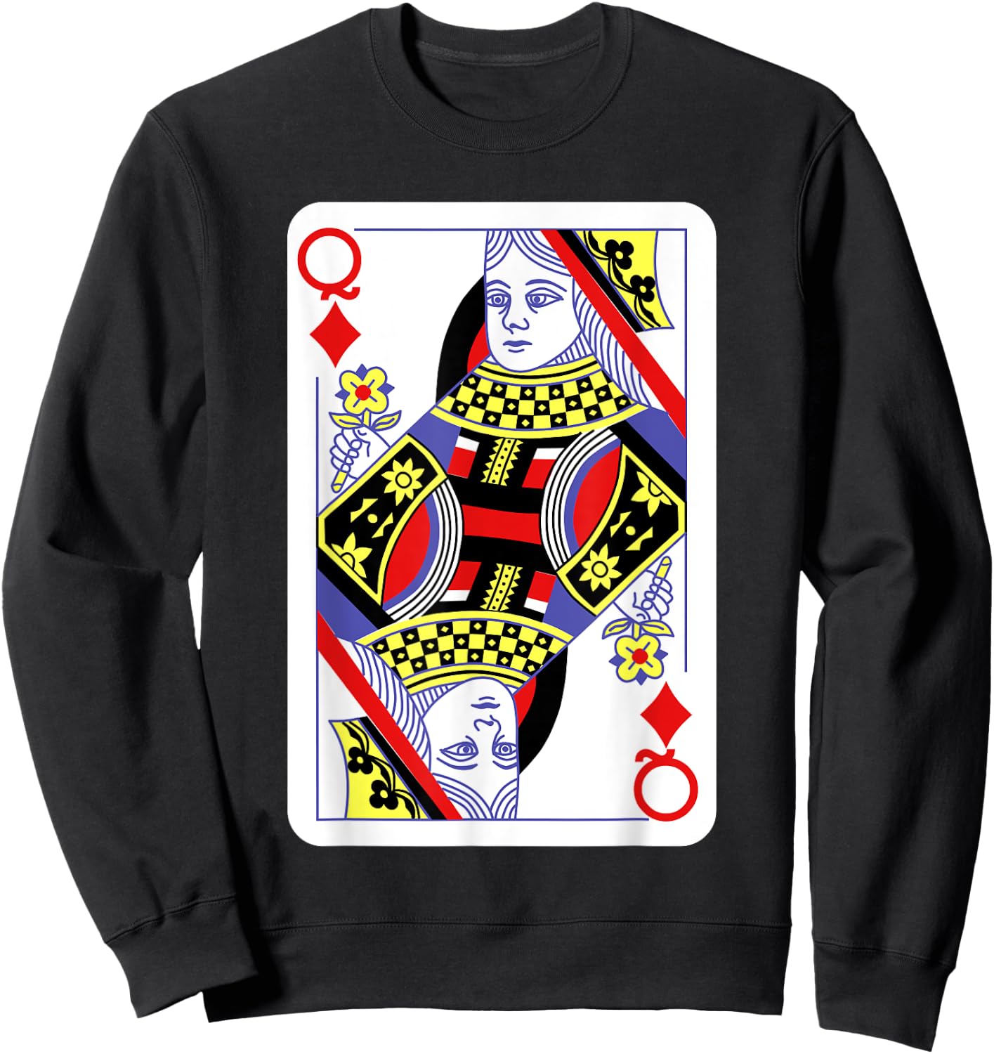 Queen Of Diamonds Playing Cards Halloween Costume Casino Sweatshirt - Sweatshirt | Black