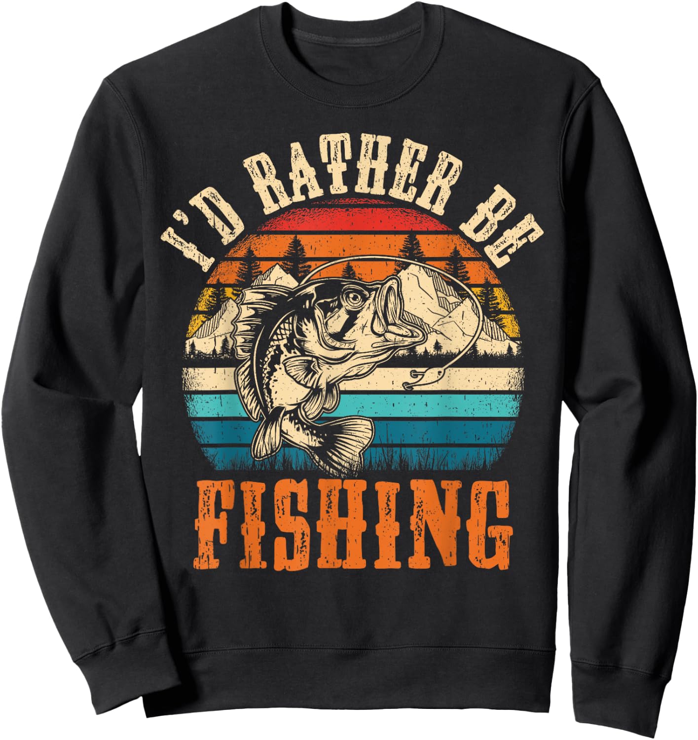 Funny Fishing Women Boy Kids Funny Bass Dad Fish Sweatshirt - Sweatshirt | Black