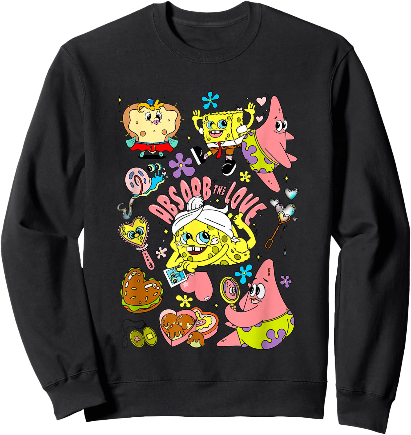 SpongeBob SquarePants Valentine's Day Absorb The Love Sweatshirt - Sweatshirt | Black