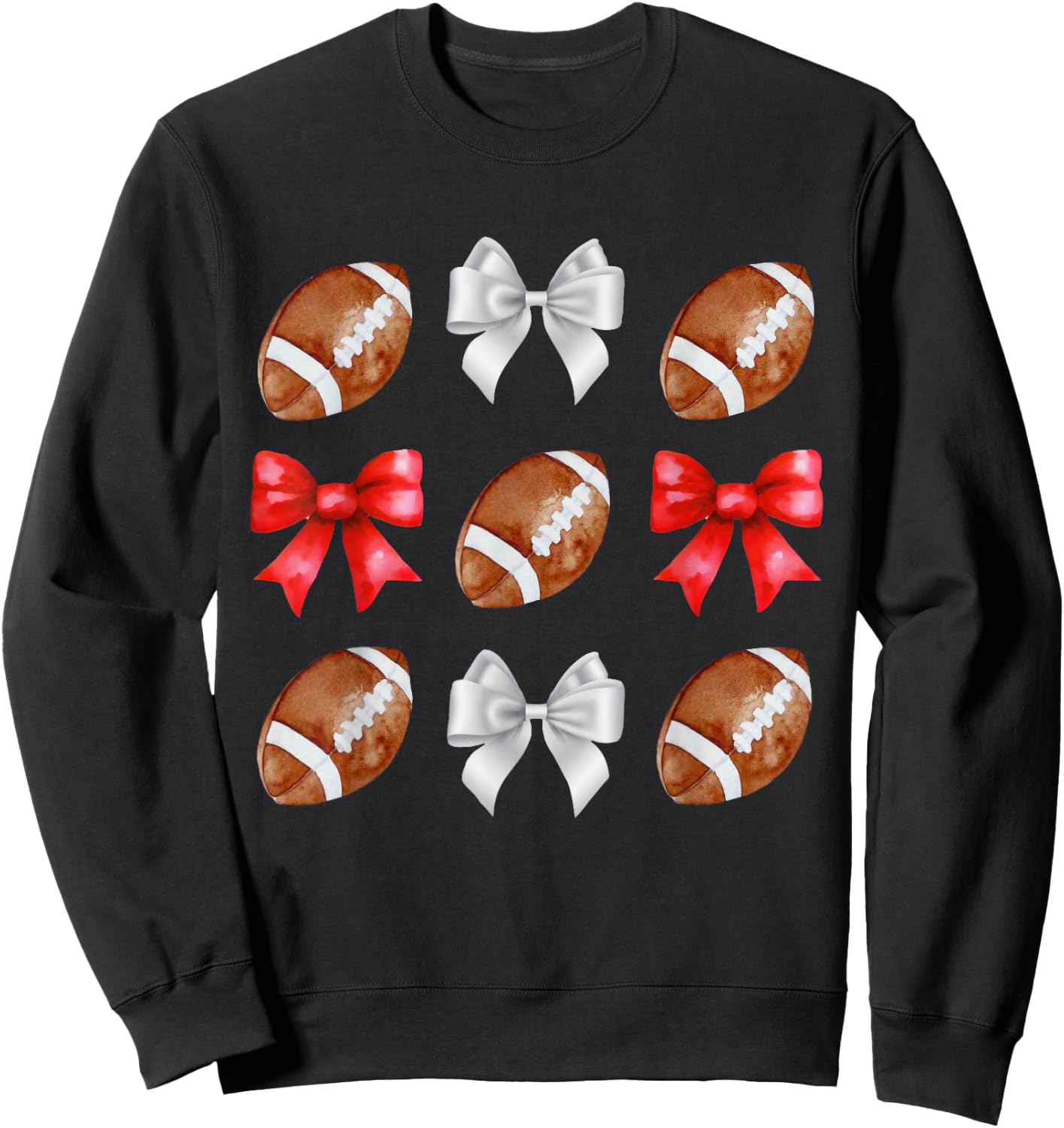 Coquette Football Bow Football Mom Game Day Women Girls Kids Sweatshirt - Sweatshirt | Black