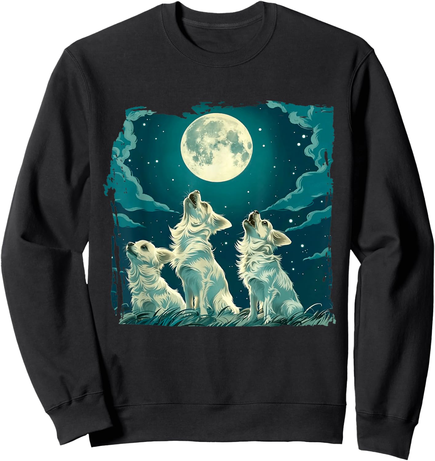 Chihuahua Dogs Howl At Moon Dog Lover Sweatshirt - Sweatshirt | Black