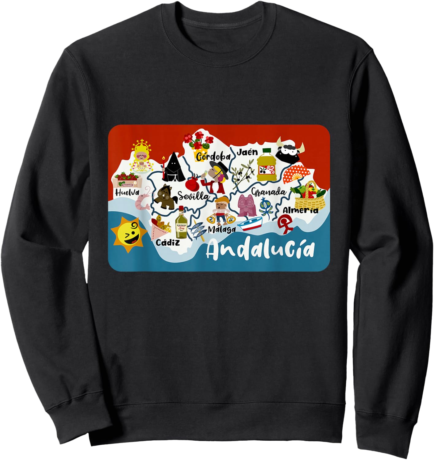 Map of Andalusia Sweatshirt - Sweatshirt | Black
