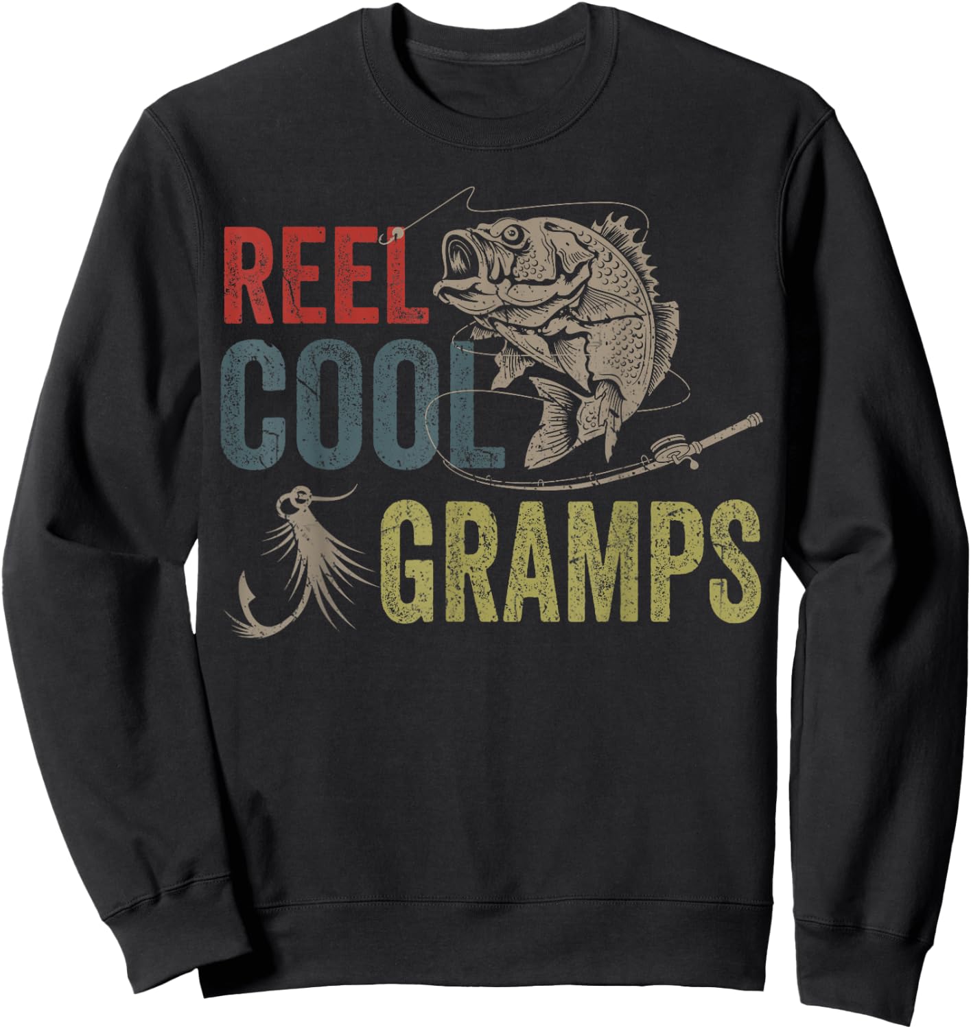 Reel Cool Gramps Fishing Father's Day Gift Sweatshirt - Sweatshirt | Black
