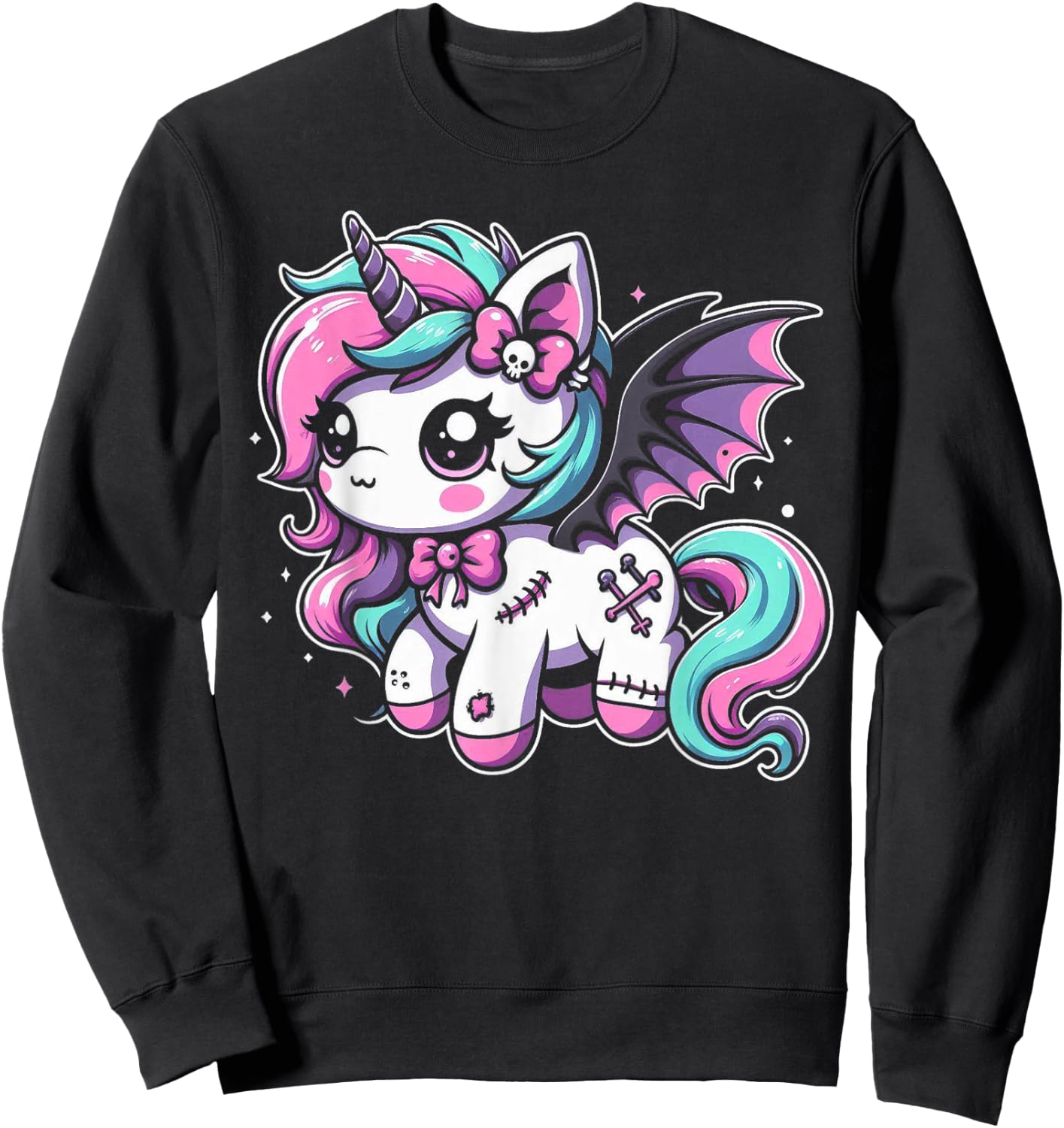 Pastel Goth Unicorn Kawaii Creepy Cute Aesthetic Art Sweatshirt - Sweatshirt | Black