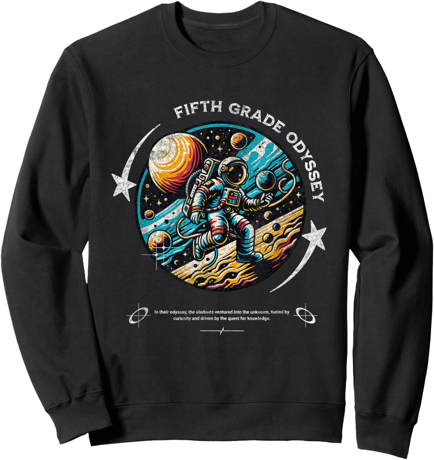 Fifth Grade Back To School Space Rocket Astronaut Sweatshirt - Sweatshirt | Black
