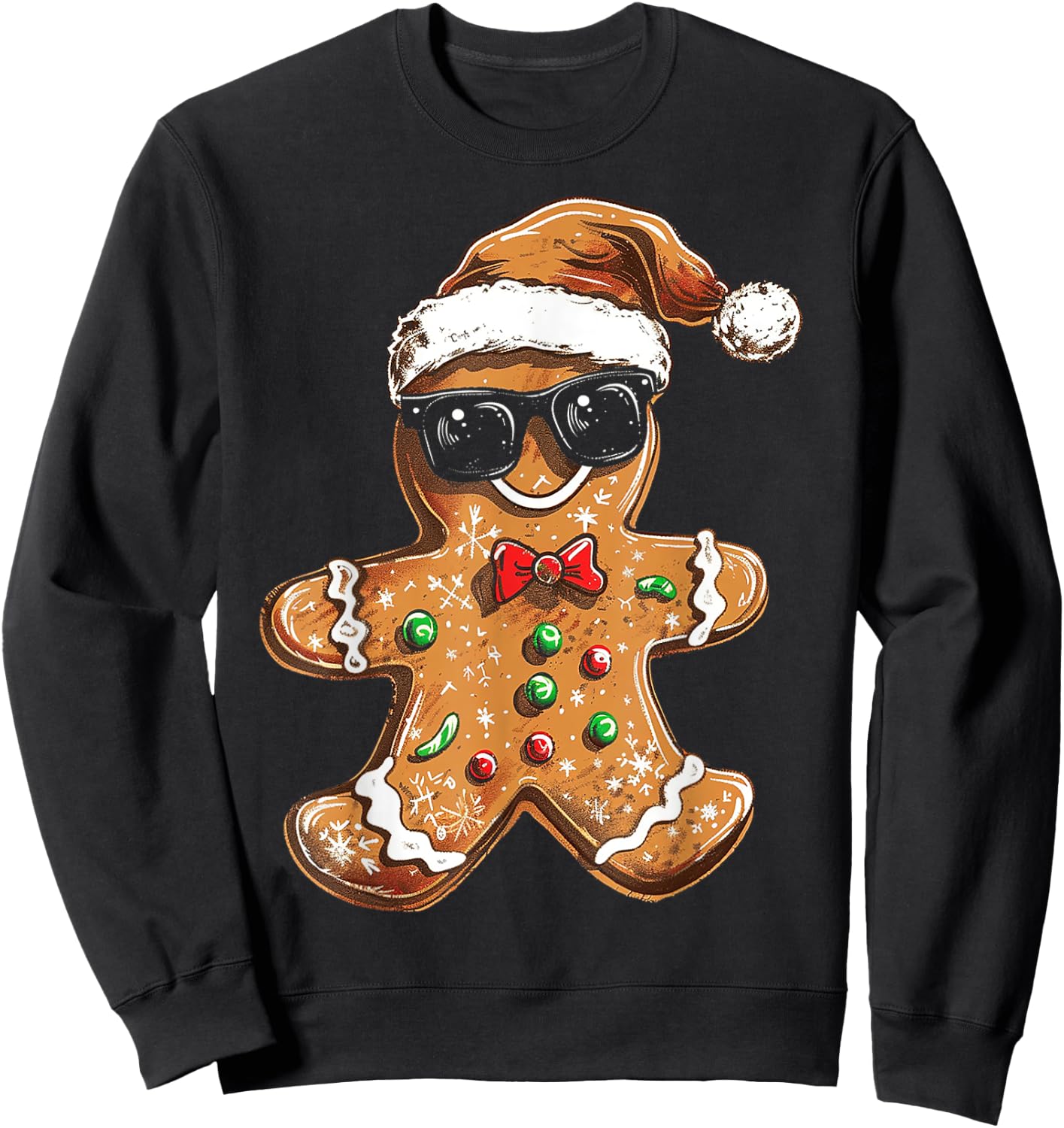 Gingerbread Christmas X-Mas Artwork Sunglasses Gingerbread Sweatshirt - Sweatshirt | Black