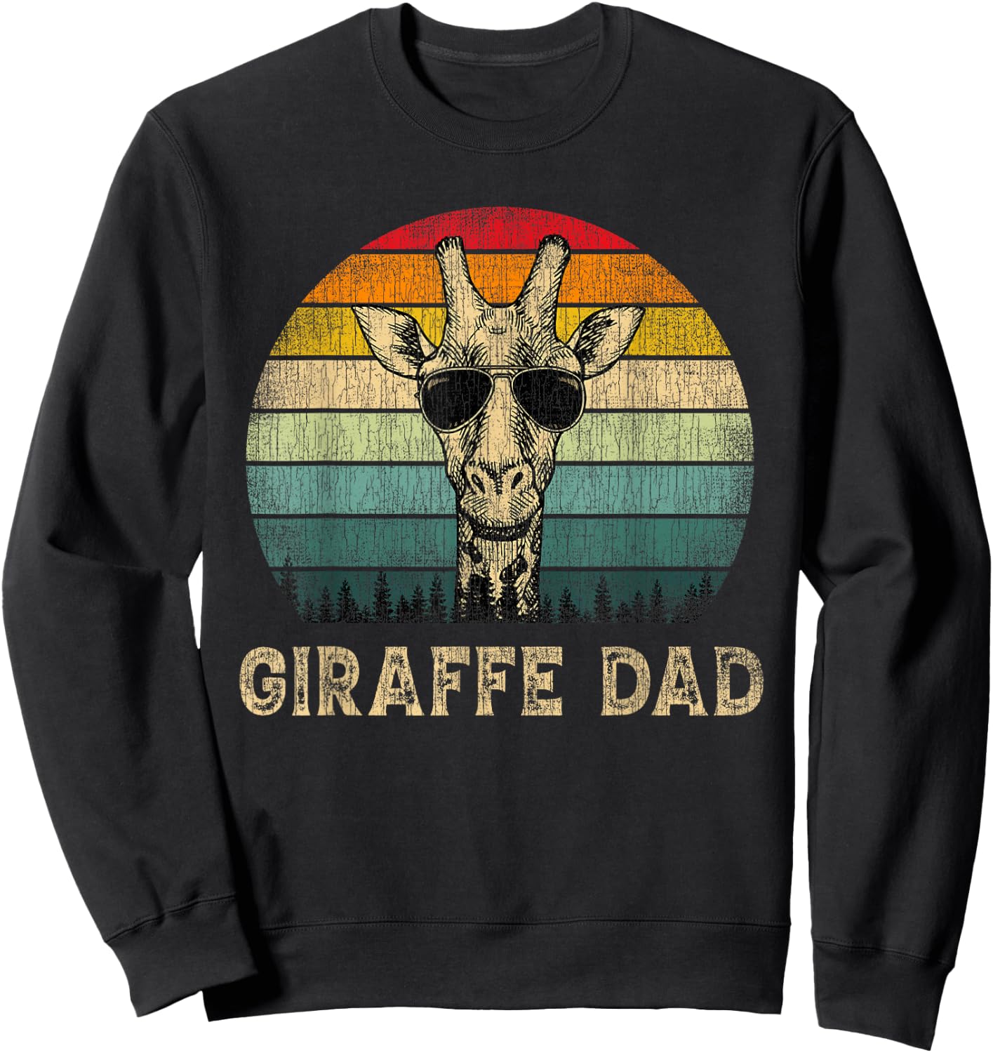 Vintage Giraffe Dad Giraffe Lovers Daddy Father's Day Sweatshirt - Sweatshirt | Black