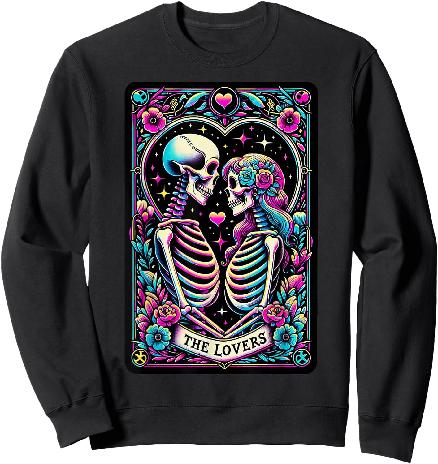Tarot Card The Lovers Romantic Love Skeleton Couple Matching Sweatshirt - Sweatshirt | Black
