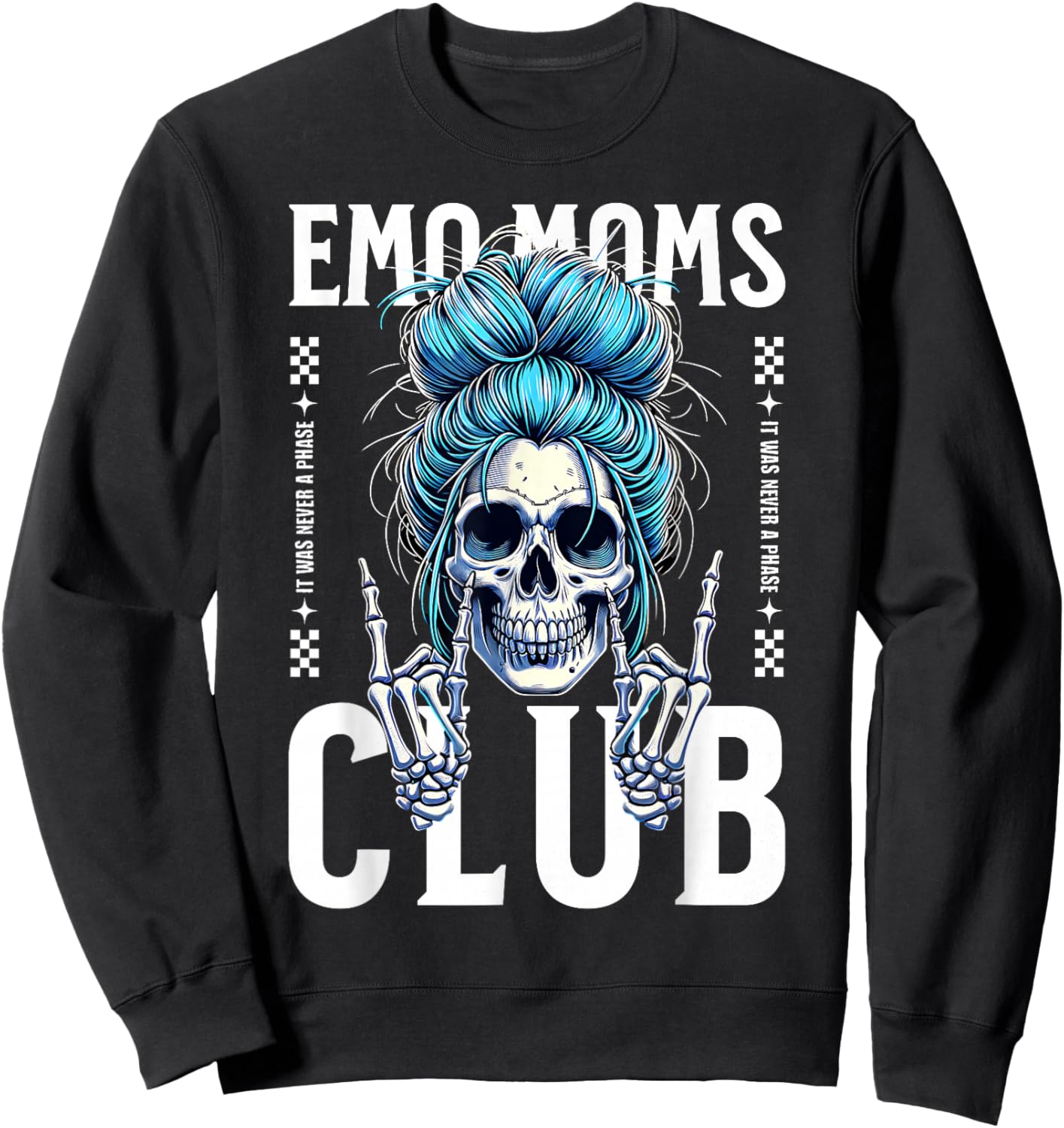 Funny Emo Moms Club Skeleton, Cool Goth Punk Mother's Day Sweatshirt - Sweatshirt | Black