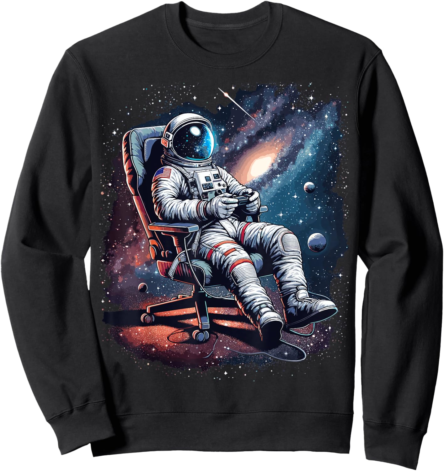 Space Astronaut Gaming System Planets Astronaut Gamer Sweatshirt - Sweatshirt | Black