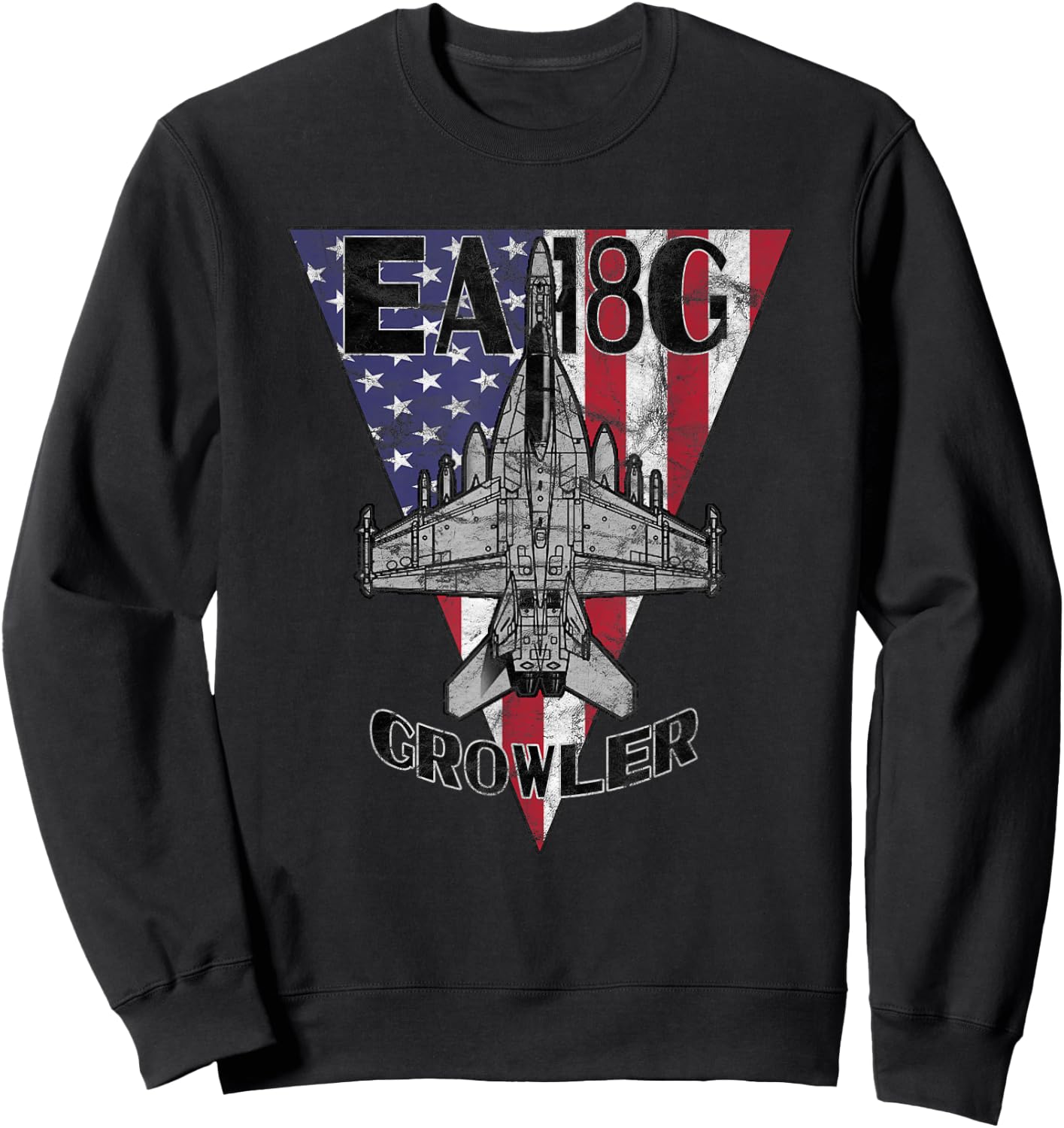 EA-18 Growler Military Jet Airplane Patriotic Vintage Sweatshirt - Sweatshirt | Black