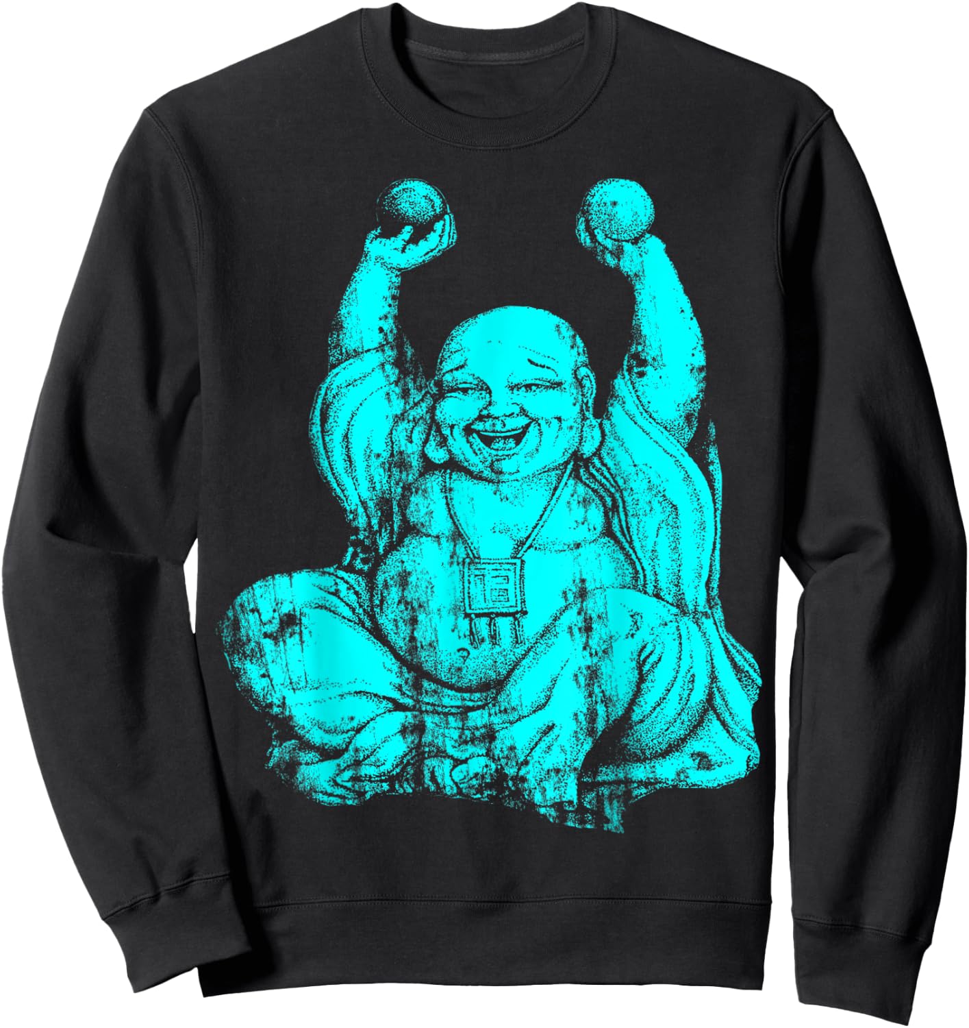 Powder Blue Laughing Buddha Yoga Sweatshirt - Sweatshirt | Black