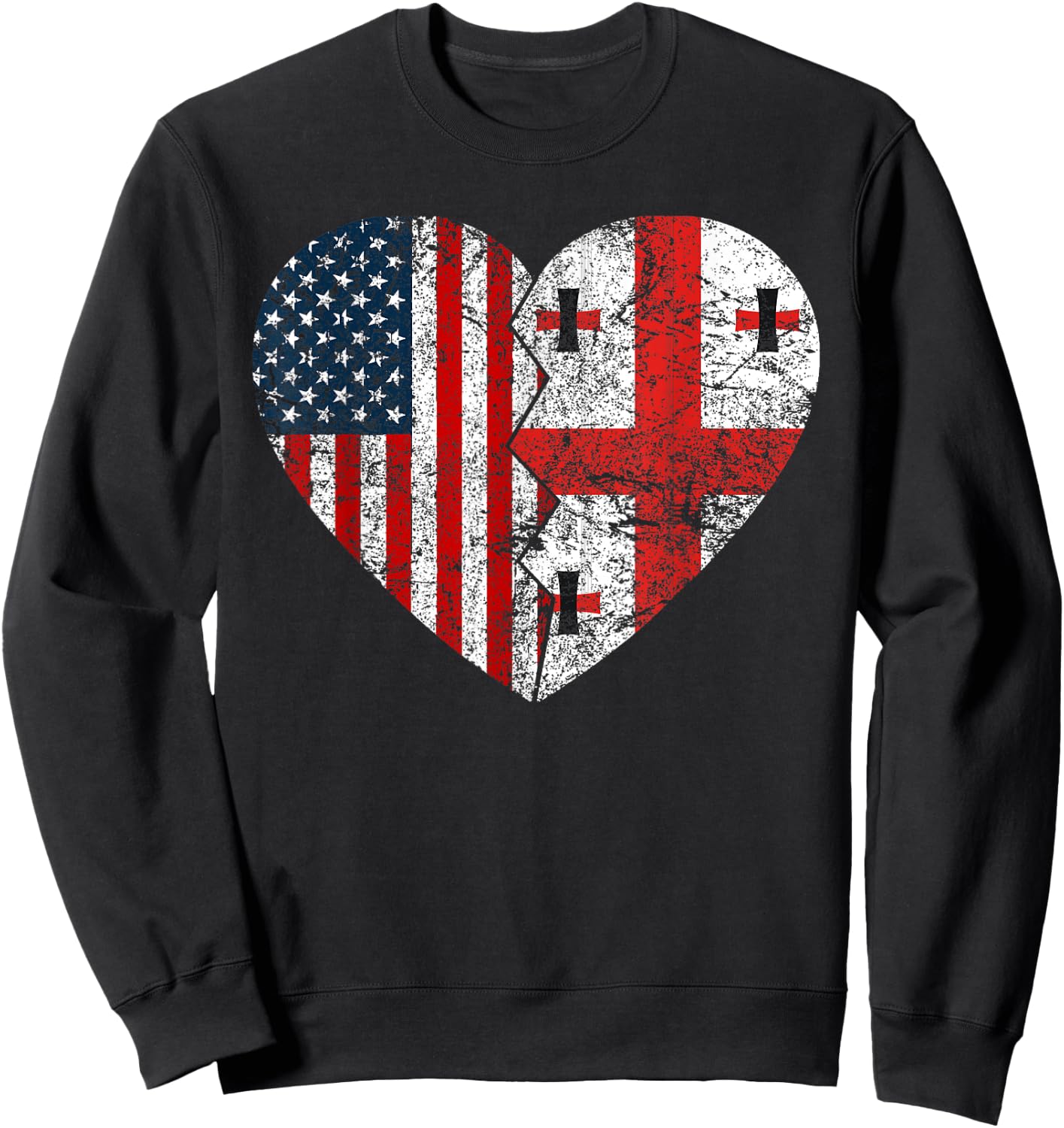 Georgian American Flags Heart | United States Georgia Roots Sweatshirt - Sweatshirt | Black
