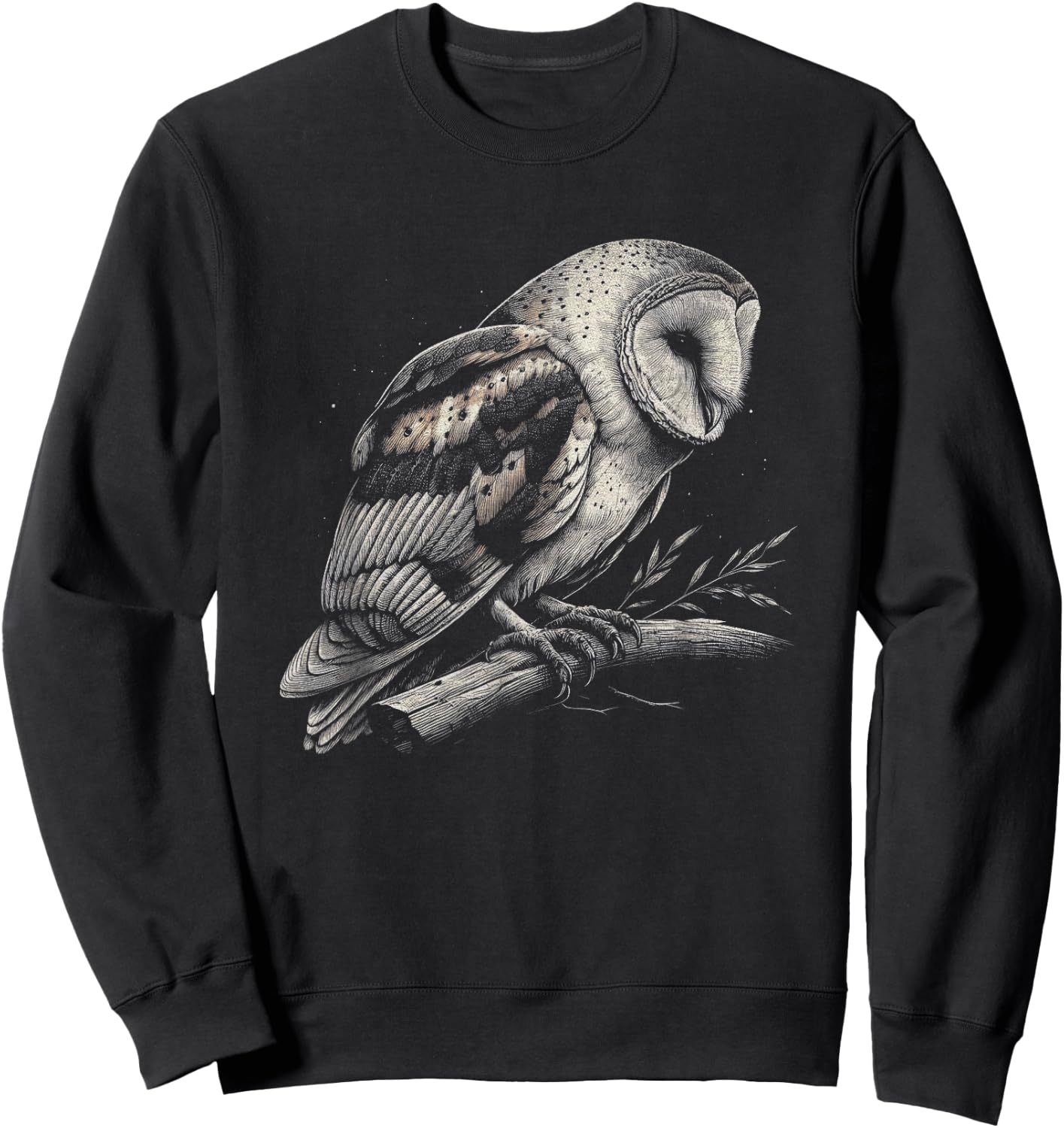 Vintage Barn Owl Graphic Design and Men Sweatshirt - Sweatshirt | Black