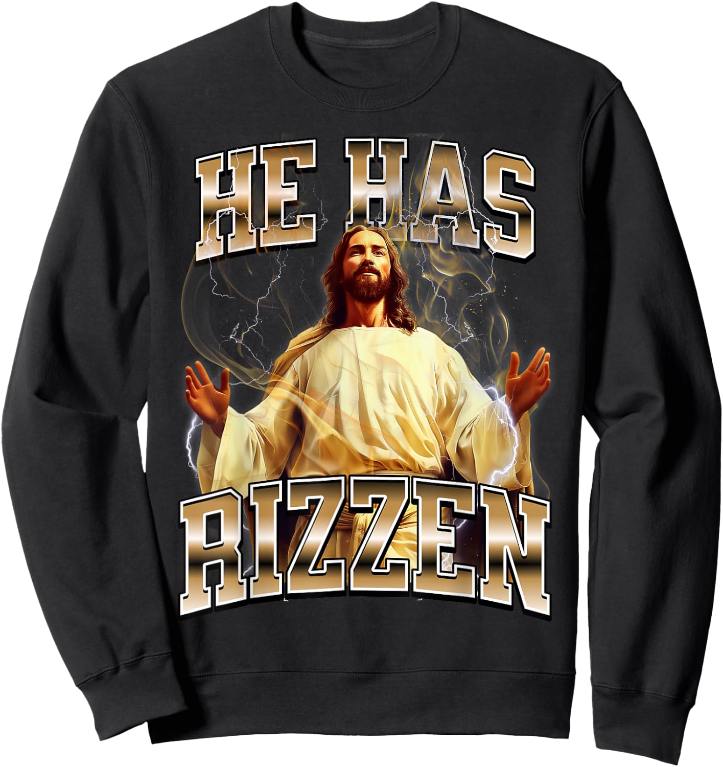He Has Rizzen Jesus Sweatshirt - Sweatshirt | Black