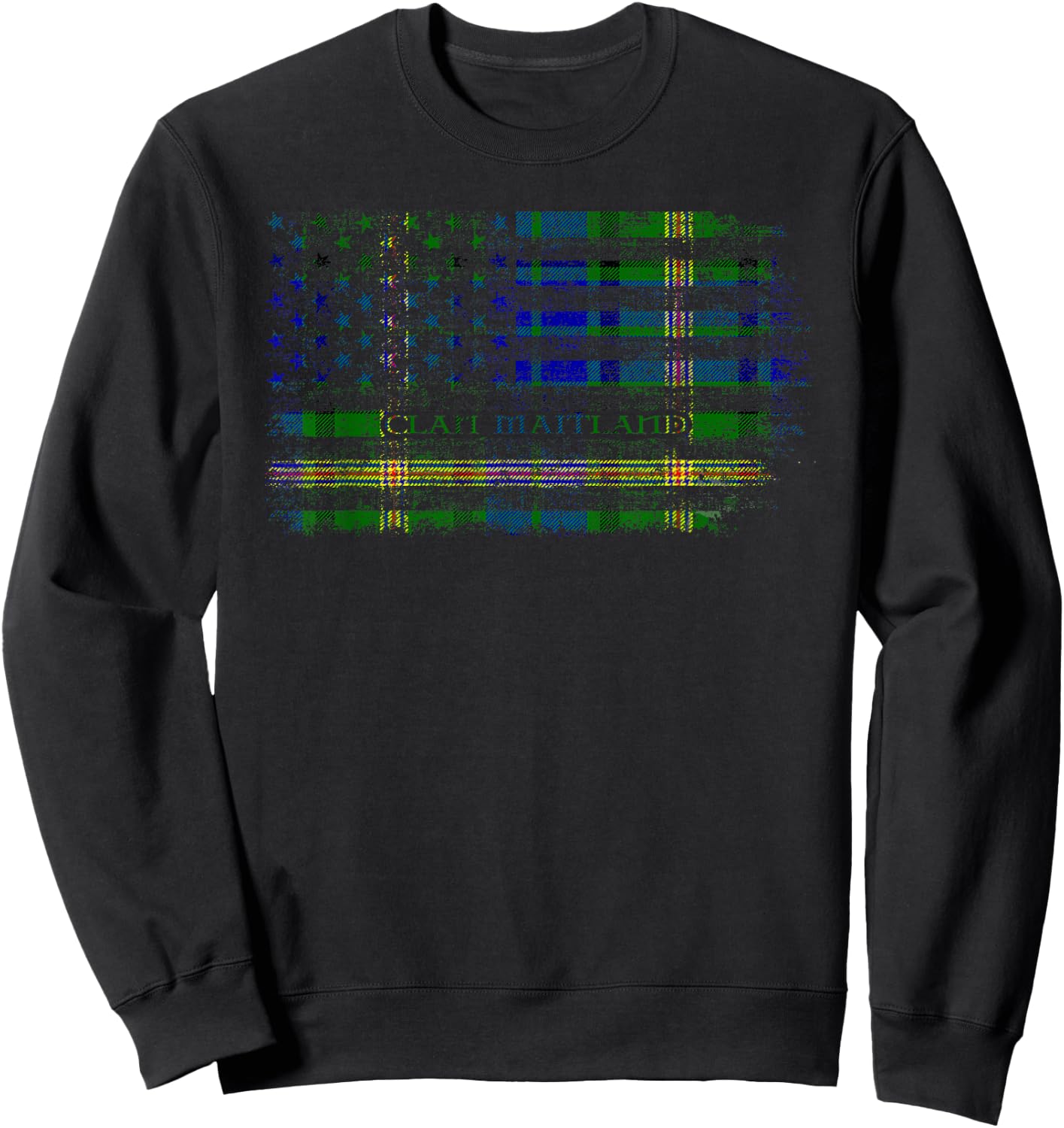 Clan Maitland Scottish tartan US flag kilt Scotland Sweatshirt - Sweatshirt | Black