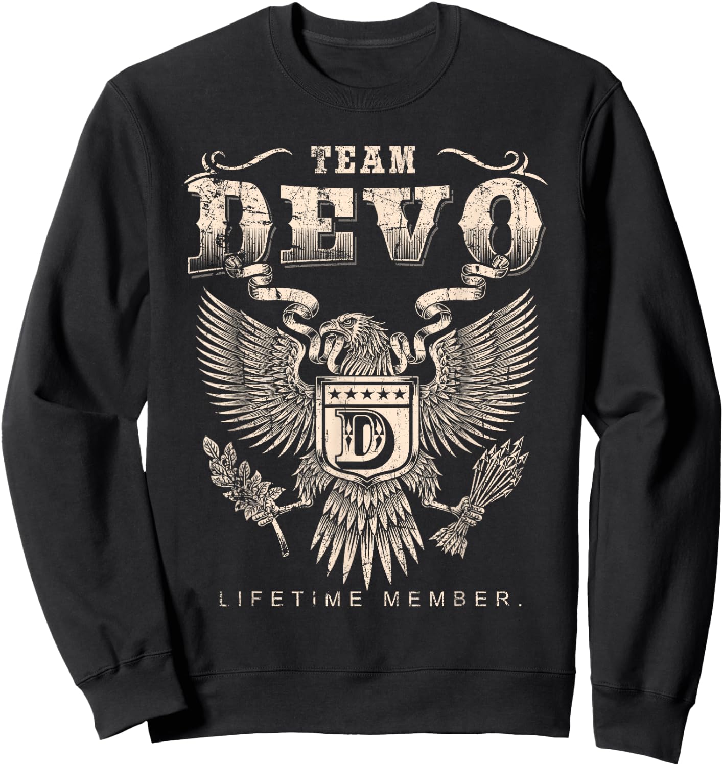 Team Devo Lifetime Member - Devo Name Sweatshirt - Sweatshirt | Black