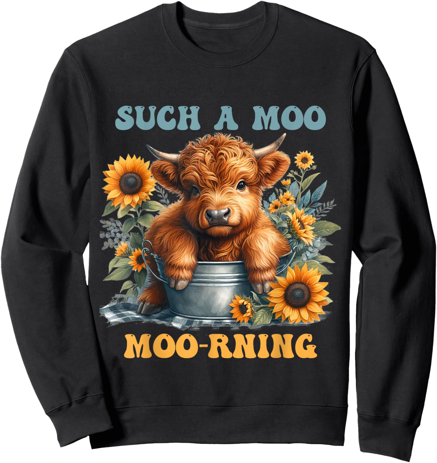 Cute Scottish Highland Cow Heifer Farm Animal Girl Women Sweatshirt - Sweatshirt | Black