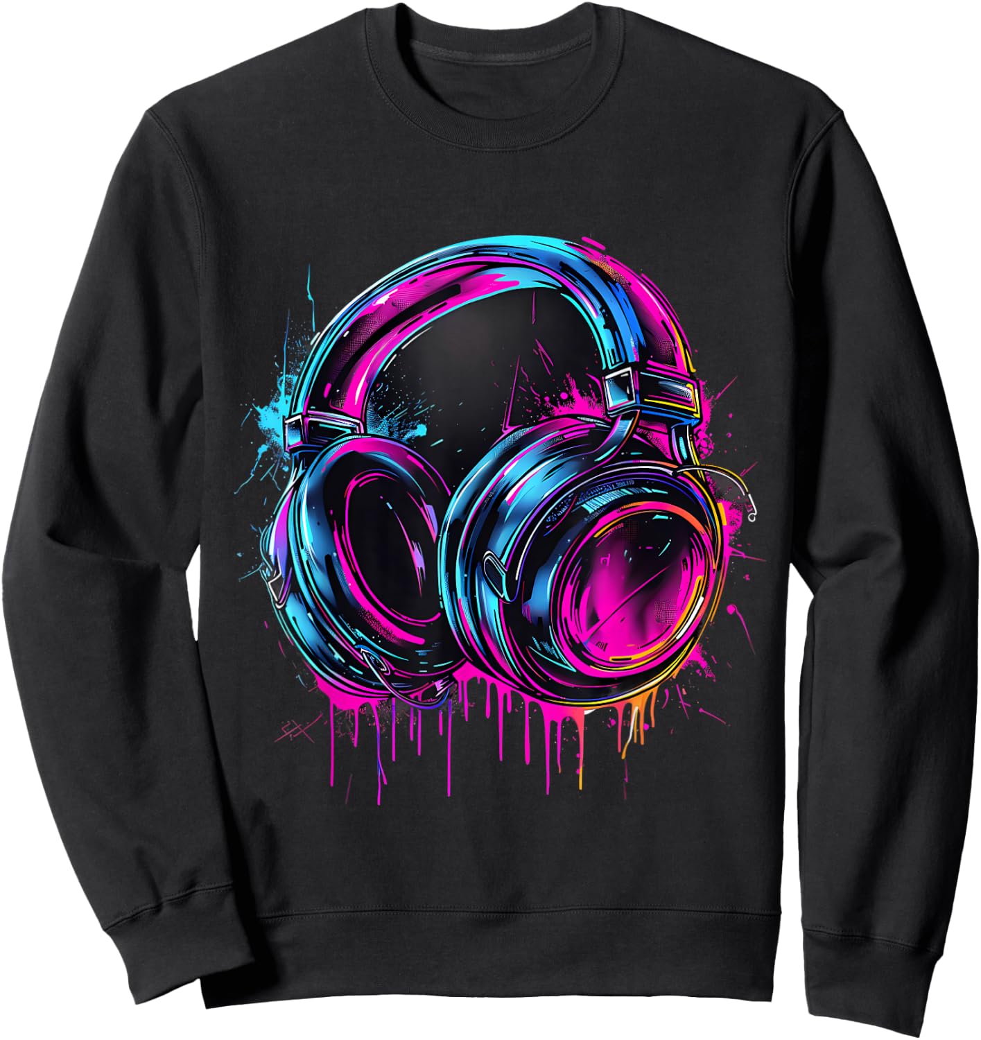 Headphones Music DJ Music Headphones Music Lover Splash EDM Sweatshirt - Sweatshirt | Black