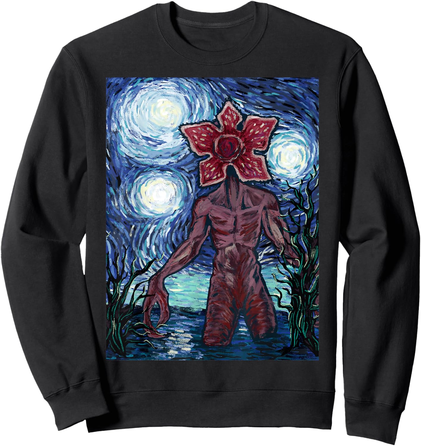 Netflix Stranger Things Demogorgon Starry Night Style Poster Sweatshirt - Sweatshirt | Black
