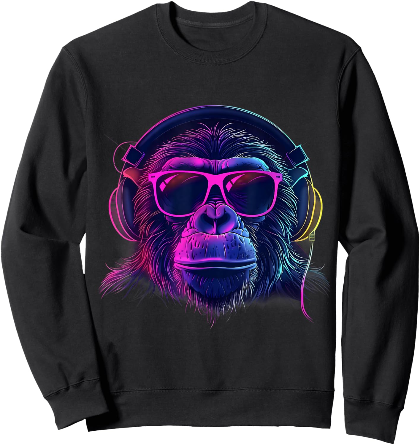 Monkey DJ Beatmaker Techno Music Headphones House Music Sweatshirt - Sweatshirt | Black