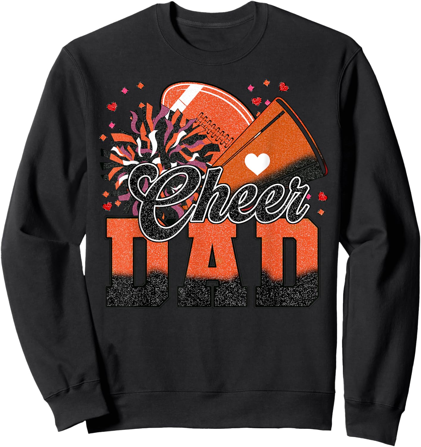 Orange Football Cheer Dad Men Vintage Cheerleader Sweatshirt - Sweatshirt | Black